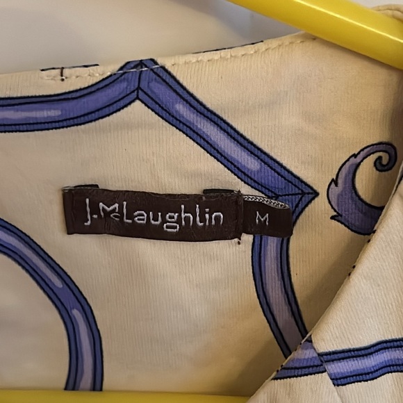 Versace-inspired J. McLaughlin Blue & cream luxe pattern sleeveless top, size M - Picture 3 of 6